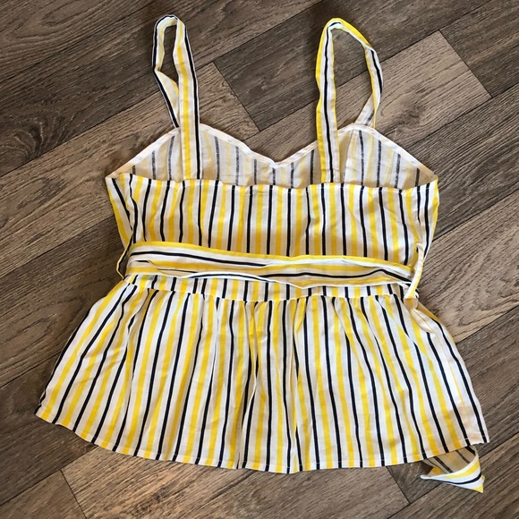 Asos yellow striped sweetheart belted top - Picture 7 of 8